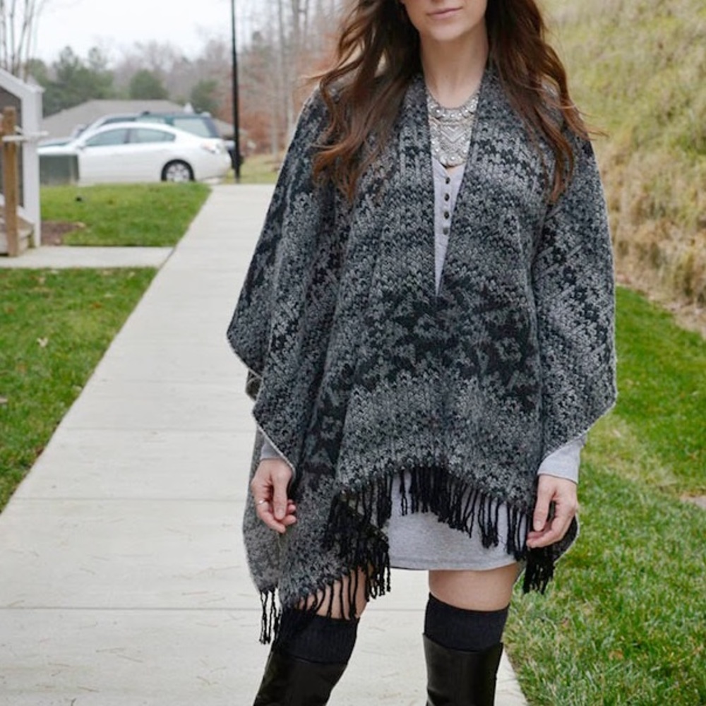 Aztec print poncho